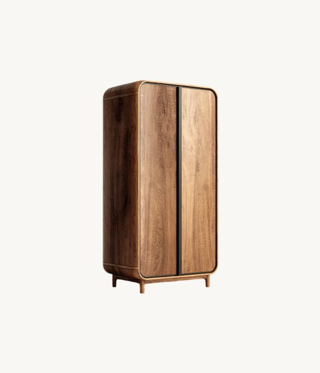 Rounded walnut wardrobe
