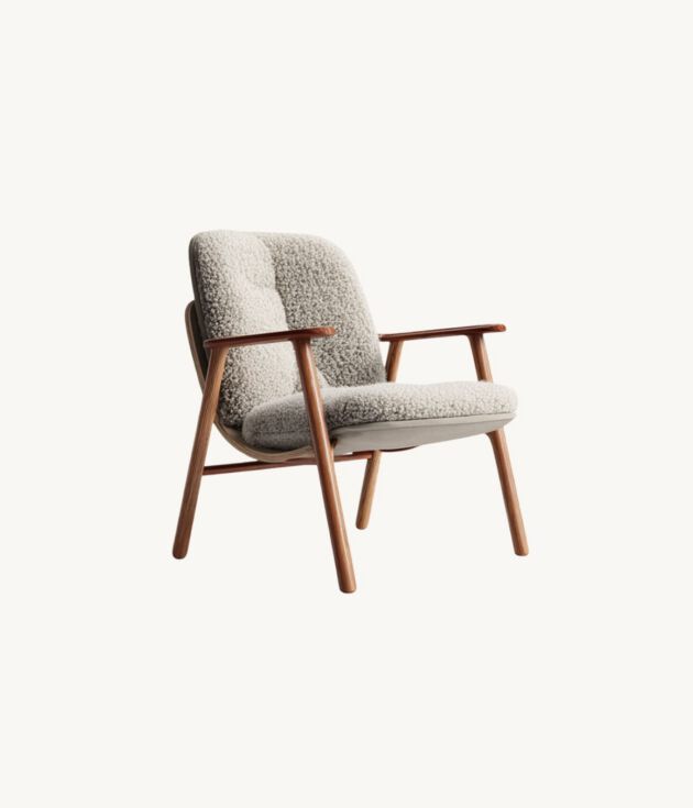 Lounge chair with boucle cushions